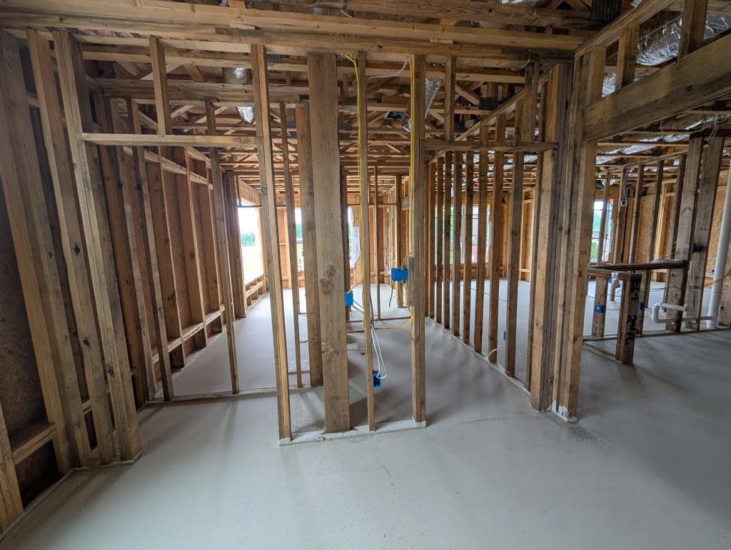 apartment interior gutted down to the studs