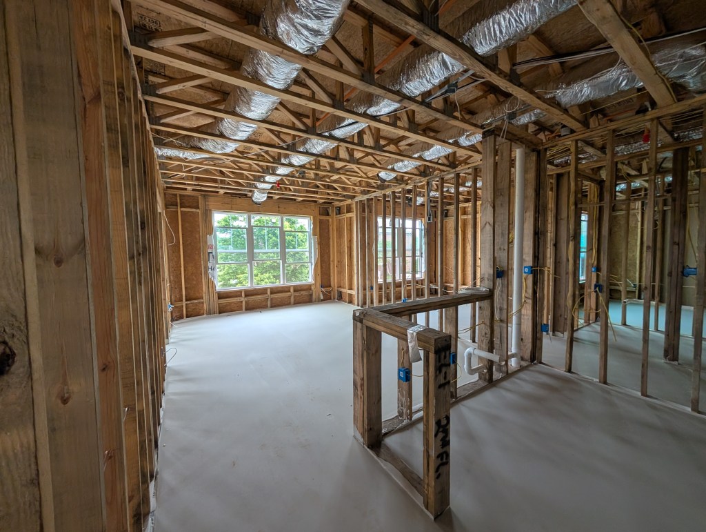 apartment interior gutted down to the studs