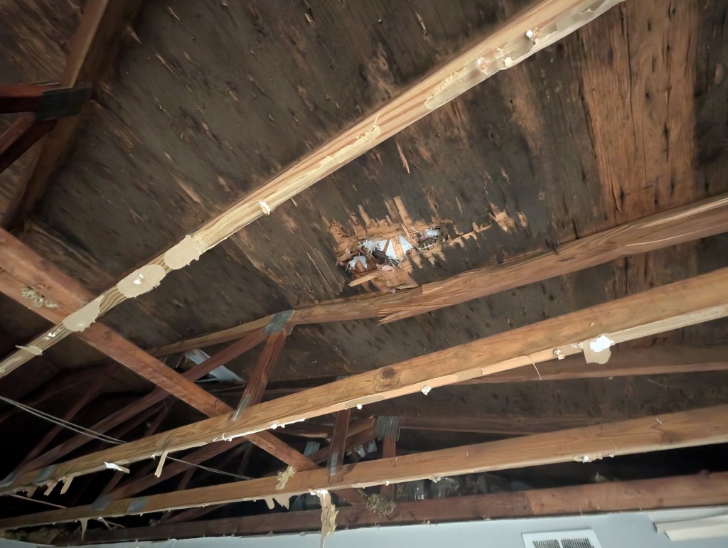 old rotten ceiling in an apartment building